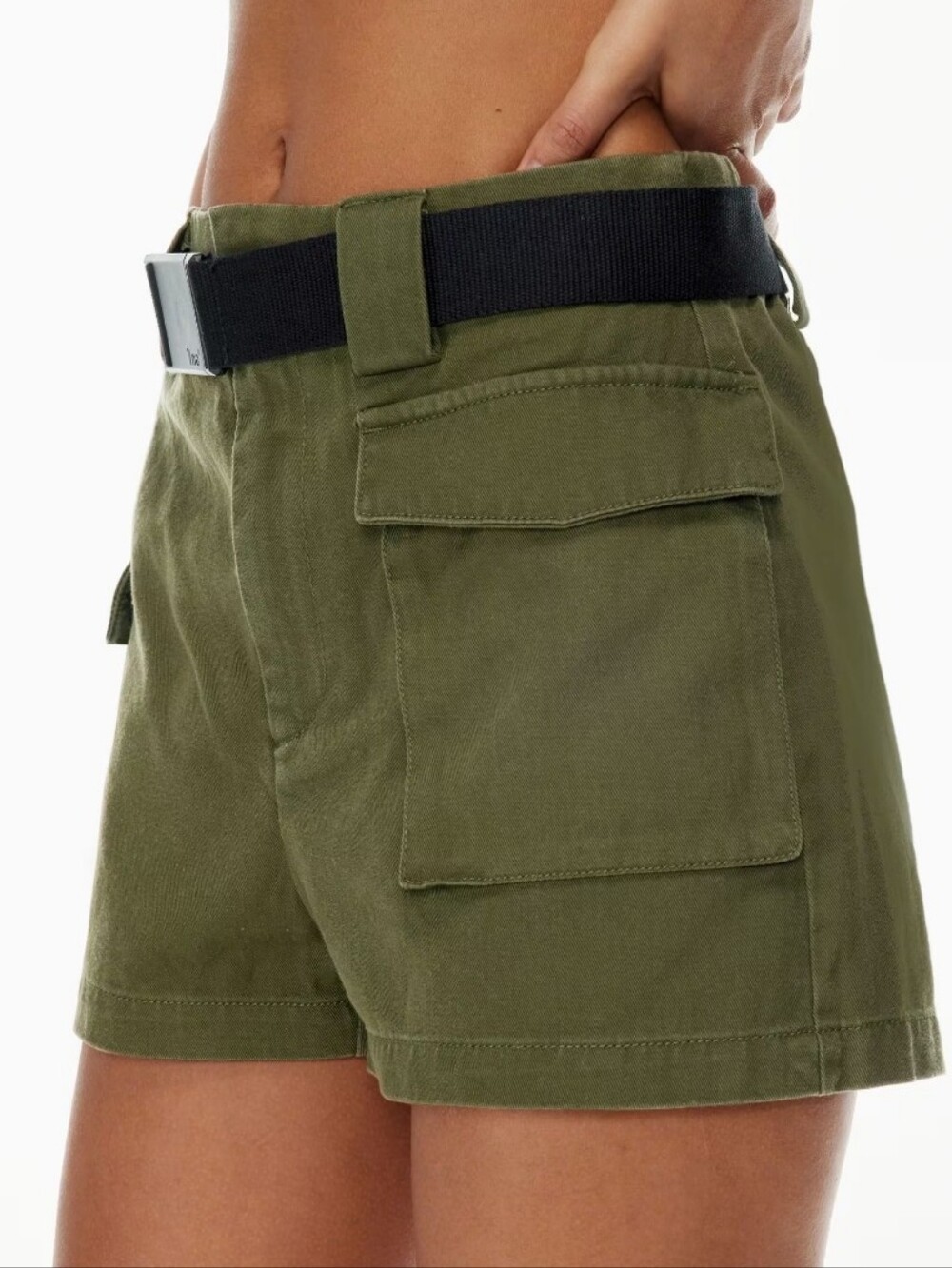 Aritzia TNA Cargo 3" Short with Belt - Olive Green